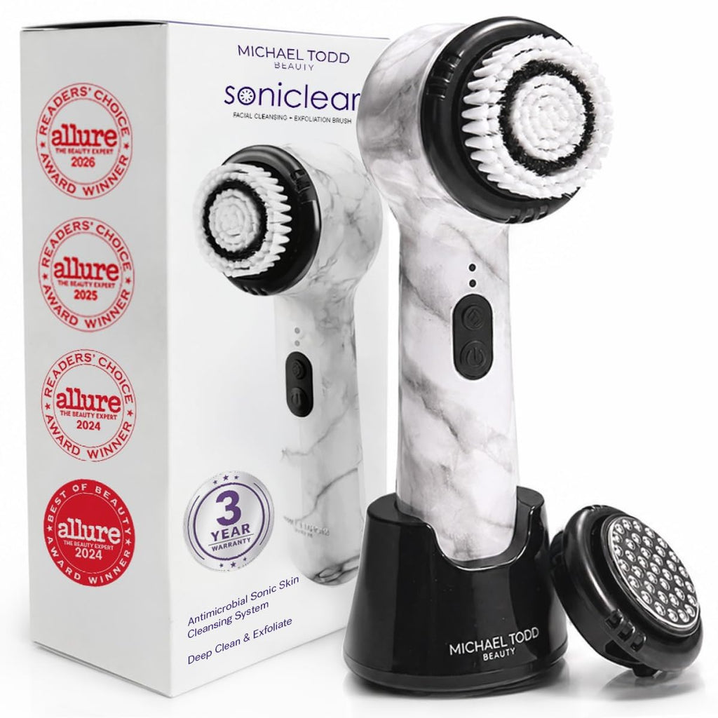 Beauty Soniclear Face Brush 2026 Allure Readers Choice Winner | Sonic Facial Cleansing (no rotating), Exfoliation Brush for Men/Women, Antimicrobial Protected, 4 speeds, Serum Infusion Head