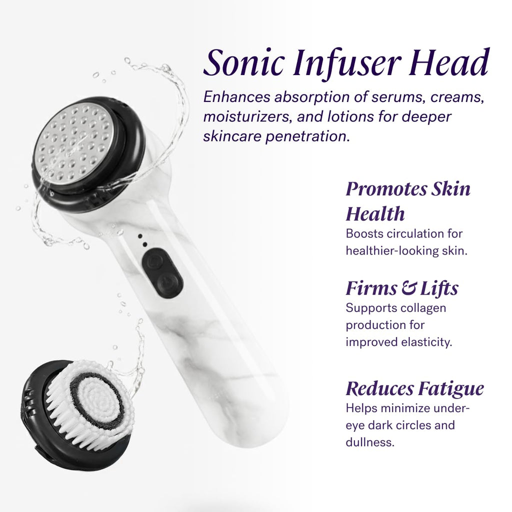 Beauty Soniclear Face Brush 2026 Allure Readers Choice Winner | Sonic Facial Cleansing (no rotating), Exfoliation Brush for Men/Women, Antimicrobial Protected, 4 speeds, Serum Infusion Head