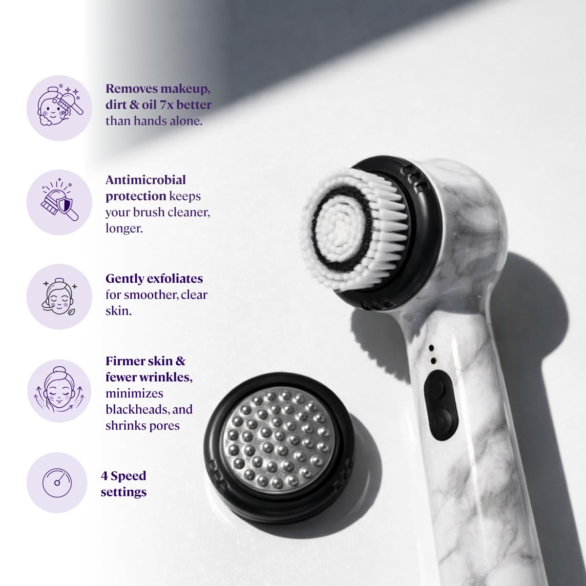 Beauty Soniclear Face Brush 2026 Allure Readers Choice Winner | Sonic Facial Cleansing (no rotating), Exfoliation Brush for Men/Women, Antimicrobial Protected, 4 speeds, Serum Infusion Head