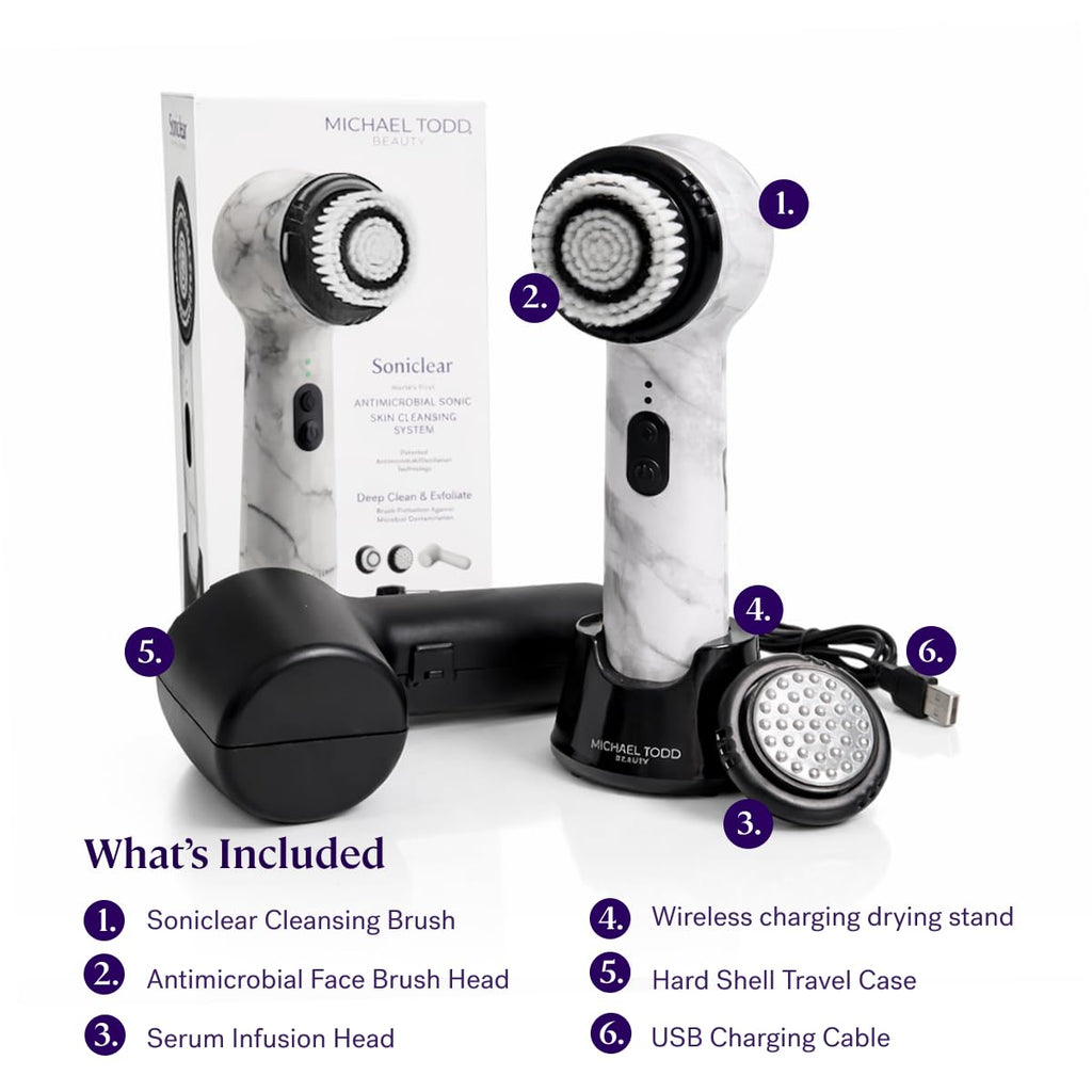 Beauty Soniclear Face Brush 2026 Allure Readers Choice Winner | Sonic Facial Cleansing (no rotating), Exfoliation Brush for Men/Women, Antimicrobial Protected, 4 speeds, Serum Infusion Head