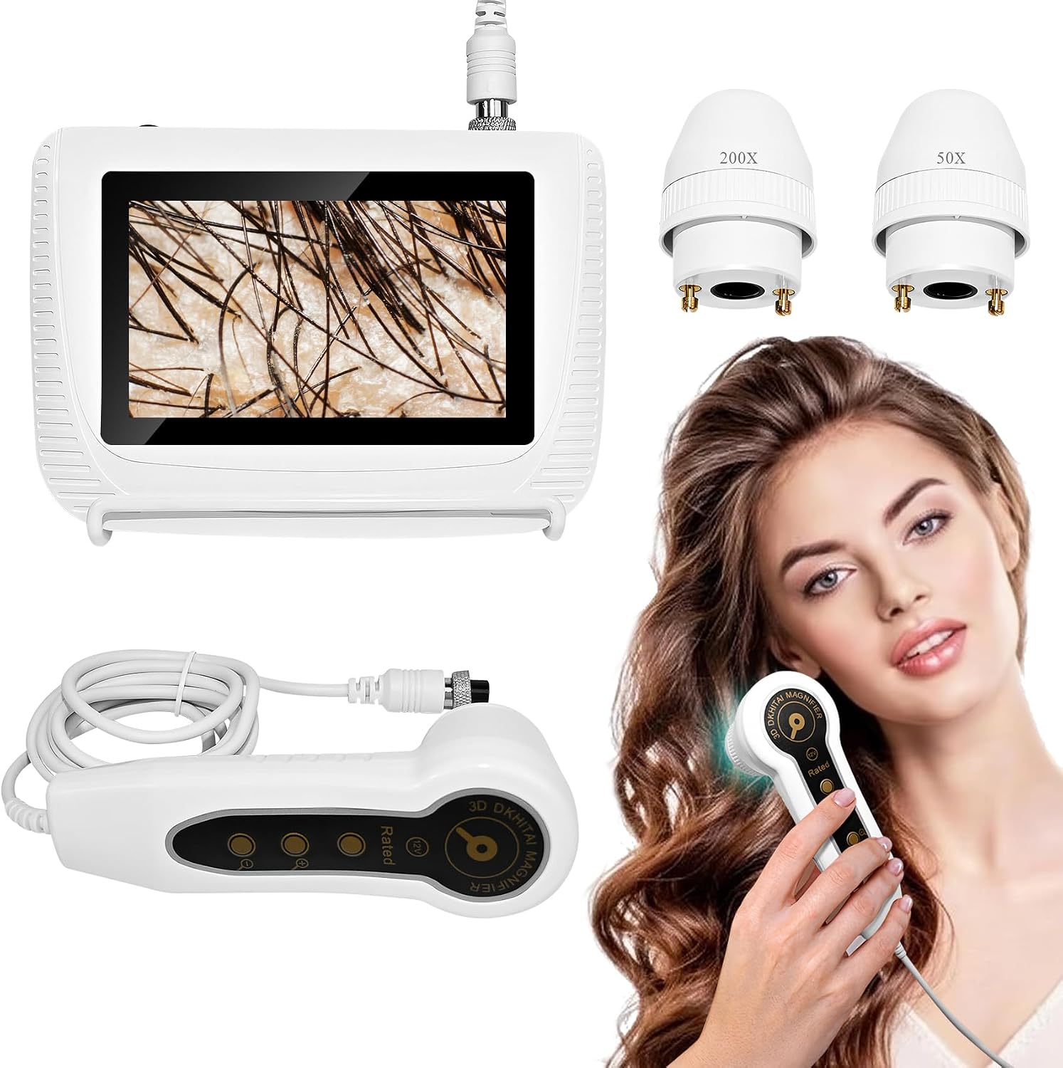 Skin Hair Analyzer, Professional Digital Scalp Analysis Machine with 50x/200x Lenses, Microscope Scanner for Skin Detector (Standard5)