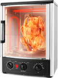 Vertical Countertop Oven with Rotisserie, Bake, Broil, & Kebab Rack Functions - Adjustable Settings - 2 Shelves - 1500W - Thanksgiving Turkey - Includes Grill, Kebab skewer racks & bake pan
