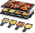 Electric Raclette Table Grill with 8 Warming Trays, 2-in-1 Korean BBQ Grill & Electric Griddle Nonstick, Adjustable Temperature Control,1300W, Great for Indoor Family Gatherings, Parties & Dining