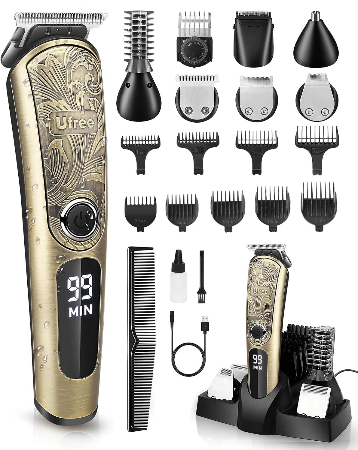 Beard Trimmer for Men, Waterproof Electric Razor, Grooming Kit